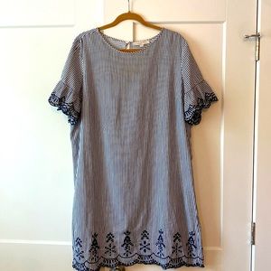 Striped embroidered dress